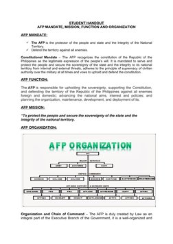 Afp Handouts Pdf AFP Mandate, Mission, and Organization | PDF | Defense | Military