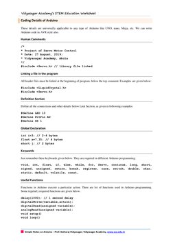 Simple Notes on Arduino – Prof. Dattaraj Vidyasagar; Vidyasagar Academy, www.vsa.edu.in  (http://www.vsa.edu.in/) 
V