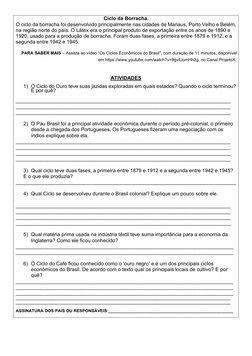 Ciclo da Borracha.
O ciclo da borracha foi desenvolvido principalmente nas cidades de Manaus, Porto Velho e Belém,
na região