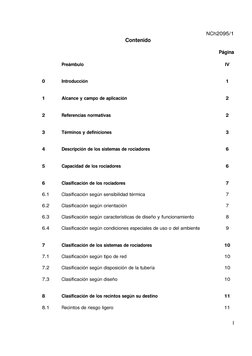 NCh2095/1
I
Contenido
Página
Preámbulo
IV
0
Introducción
1
1
Alcance y campo de aplicación
2
2
Referencias normativas
2
3
Tér