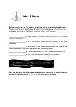 Before heading on to our lesson, let us first check what you already know.
Read the statements carefully, and determine w