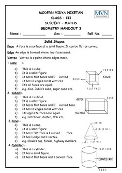Class 3 Geometry Shapes Worksheet | PDF | Vertex (Geometry) | Shape