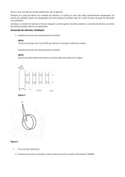 Danos como corrosão por picada, geralmente, não se agravam.
Verifique se a pista de esferas do comando de válvulas e os perfi