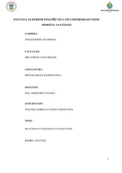 1 
 
ESCUELA SUPERIOR POLITÉCNICA DE CHIMBORAZO SEDE 
MORONA SANTIAGO 
 
CARRERA: 
INGENIERÍA EN MINAS 
 
FACULTAD: 
RECURS