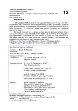 PerDev Q1 Module-1 Knowing-and-Understanding-Oneself Ver1 | PDF | Self ...