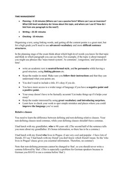 TIME MANAGEMENT

Planning – 5-10 minutes (Where can I use a passive form? Where can I use an inversion? 
What CAE-level voca