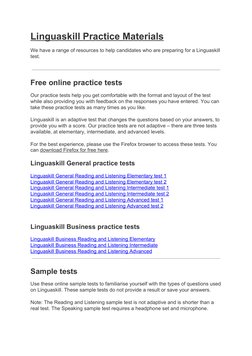 Free Linguaskill Practice Tests | PDF | Data Collection | Qualifications