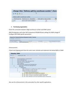 
Purchasing organization.
Check the connection between 3digit warehouse number and EWM system
IMG Integration with other SA
