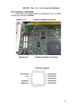 IAW 4SF – Fiat – 1.0 – 1.4 e 1.8 com Ac. Eletrônico 
 
81 
Drive de ignição – VB 025 MSP 
Entre o pino 9 do componenente e o