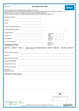Cell C Device Insurance Form.pdf Telkom Cellphone Insurance Claim Form | PDF | Mobile Technology ...