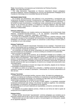 Tema: Conocimientos y Concepciones que fundamentan las Prácticas Docentes.
Autora:  Prof. Nilda Sarnachiaro.(*)
(*) Prof.  Ni