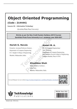 (Book Code : PO132A) 
Object Oriented Programming 
(Code : 214444)
Semester III  – Information Technology 
(Savitribai Phul