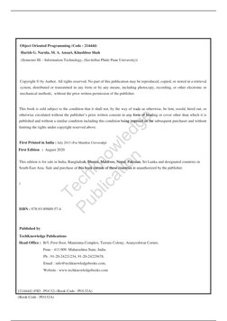 (Book Code : PO132A) 
Object Oriented Programming (Code : 214444) 
   Harish G. Narula, M. A. Ansari, Khushboo Shah   
   (