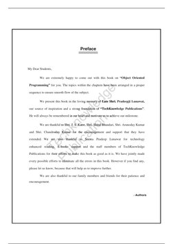 (Book Code : PO132A) 
Preface 
My Dear Students, 
We are extremely happy to come out with this book on “Object Oriented 
Pr