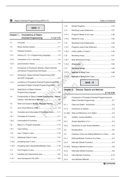 Object Oriented Programming (SPPU-IT) 
1 
Table of Contents 
 
Unit - I 
Chapter 1 : 
Foundations of Object  
 
Oriented