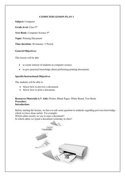 Class 9 Computer Science Lesson Plans | PDF | Computer Data Storage ...