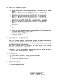 IV. ANÁLISIS DE LOS RESULTADOS
a.
Según el Inventario Clínico Multiaxial De Millon II, los resultados por escalas
fueron:
-
E