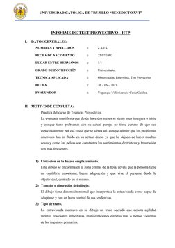 Informe del Test HTP y Análisis Emocional | PDF | Dibujo | Las emociones