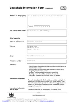 Leasehold Information Form opening page showing property and seller details