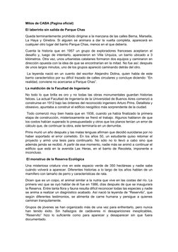 Mitos de CABA (Pagina oficial)
El laberinto sin salida de Parque Chas
Queda terminantemente prohibido dirigirse a la manzana