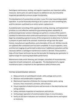 Switchgear maintenance, testing, and regular inspections are important safety 
measures. Some parts are said to require no ad