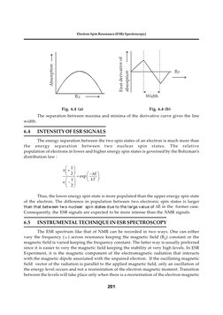 201
Electron Spin Resonance (ESR) Spectroscopy)
BZ
Absorption
BZ
First derivative of
absorption
Width
Fig. 6.4 (a)
   Fig. 6.
