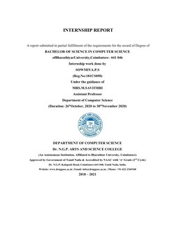 INTERNSHIP REPORT
A report submitted in partial fulfillment of the requirements for the award of Degree of
BACHELOR OF SCIENC