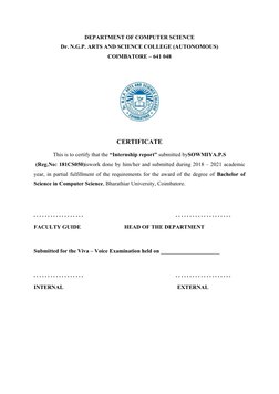 DEPARTMENT OF COMPUTER SCIENCE
Dr. N.G.P. ARTS AND SCIENCE COLLEGE (AUTONOMOUS)
COIMBATORE – 641 048
CERTIFICATE
This is to c