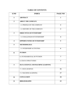 TABLE OF CONTENTS
S.NO
INDEX
PAGE NO
1
ABSTRACT
1
2
ABOUT THE COMPANY
  2.1 PROFILE OF THE COMPANY
2
  2.1 HISTORY OF THE COM
