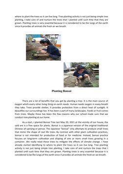 where to plant the trees so it can live long. Tree planting activity is not just being simple tree
planting, I take care of a