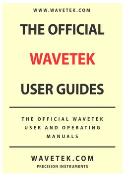 Wavetek User Guides
www.wavetek.com
Wavetek
www.wavetek.com
