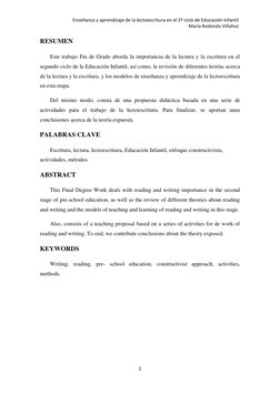 Enseñanza y aprendizaje de la lectoescritura en el 2º ciclo de Educación Infantil