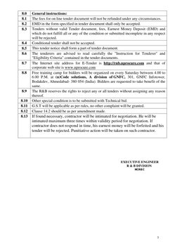 5 
8.0 
General instructions: 
8.1 
The fees for on line tender document will not be refunded under any circumstances. 
8