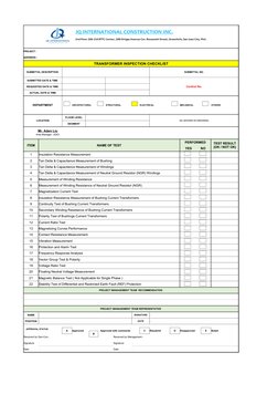 Checklist Transformator Transformer Inspection Checklist | PDF | Transformer | Electrical Wiring