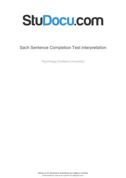 Sach Sentence Completion Test Interpretation | PDF | Attitude ...