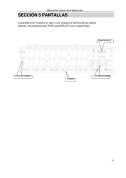 Manual del usuario de la báscula de 
sobremesa en serie PRW 
 
 
 
SECCIÓN 5 PANTALLAS  
 
 
 
La pantalla LCD mostrará un va