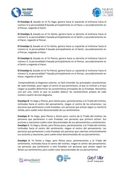 El Eneatipo 9, basado en el Yo Hago, genera hacia la izquierda al inclinarse hacia el
número 6 la personalidad 8 basada princ