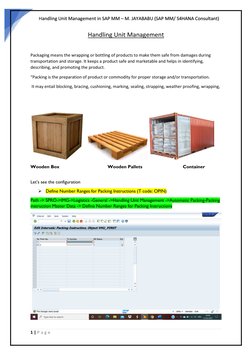 Handling Unit Management in SAP MM – M. JAYABABU (SAP MM/ S4HANA Consultant) 
1 | P a g e  
 
 
Handling Unit Management