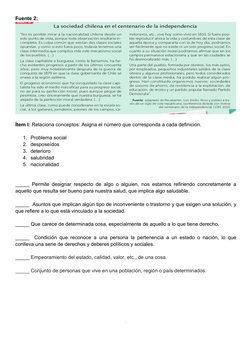 Fuente 2: 
 
Ítem I: Relaciona conceptos: Asigna el número que corresponda a cada definición. 
1. Problema social 
2. despose