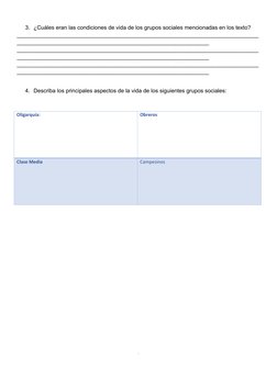 3. ¿Cuáles eran las condiciones de vida de los grupos sociales mencionadas en los texto?
____________________________________