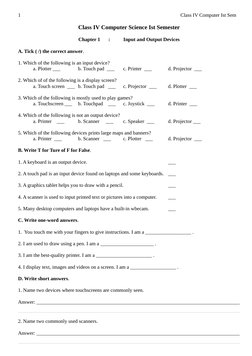Class 4 Computer Science Worksheet | PDF | Computer File | System Software