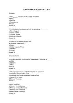 Computer Architecture MCQs and Answers | PDF | Central Processing Unit ...