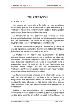 TOPOGRAFIA II (IC – 242)                              INGENIERIA CIVIL 
 
 
Ing. José H. de la Cruz Flores