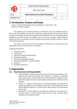 South Commuter Railway Project
CP S - 03a / S - 03c
TITLE:
Method Statement for Sheet Piling Works
DOCUMENT NO.:
rev
1.