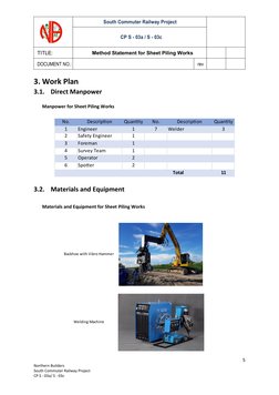 No.
Quantity
No.
Quantity
1
1
7
3
2
1
3
1
4
1
5
2
6
2
11
Total
Survey Team
Operator
Spotter
Engineer
Welder
Safety Engineer
F