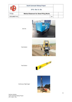 South Commuter Railway Project
CP S - 03a / S - 03c
TITLE:
Method Statement for Sheet Piling Works
DOCUMENT NO.:
rev
6