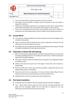 South Commuter Railway Project
CP S - 03a / S - 03c
TITLE:
Method Statement for Sheet Piling Works
DOCUMENT NO.:
rev
