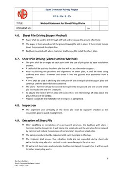 South Commuter Railway Project
CP S - 03a / S - 03c
TITLE:
Method Statement for Sheet Piling Works
DOCUMENT NO.:
rev
4.