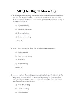 Digital Marketing MCQs and Concepts | PDF | Online Advertising ...
