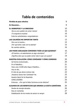 La Dieta Carnívora – El retorno a la Salud Sustentable                                              4        
 
Tabla de